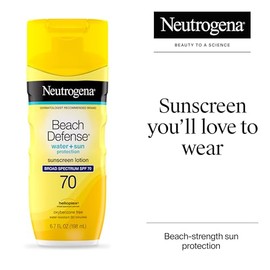 NEUTRÓGENA | Bloqueador Protector Solar 70 SPF Solar Beach Defense | Resistente al Agua | Loción Ligera |Apto Pieles Grasas y Mixtas | No es oleoso | 198ml
