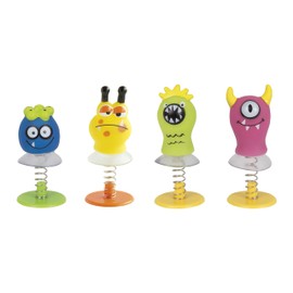 Cute Monsters Spring Pop-Up Toy Favors - Vibrant Assorted Plastic Creatures - Perfect for Parties, Gifts & Collector's Edition - 4ct