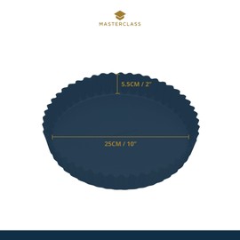 MasterClass KCMCHB33 25 cm Loose Bottomed Tart Tin with PFOA Non Stick, Robust 1 mm Thick Carbon Steel, 10 Inch Fluted Round Quiche Pan, Grey