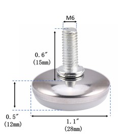 YGTGZ 20 PCS M6 Screw On Furniture Glide Leveling Foot Adjustable Base Diameter 1.1 inch / 28 mm for Furniture Legs