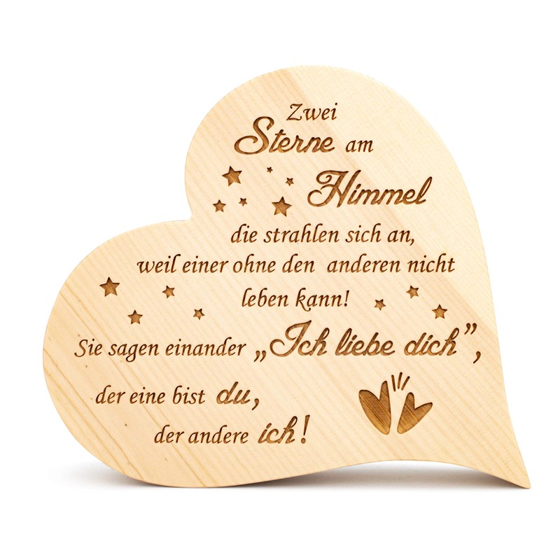 sagl.tirol Pine Heart Two Stars in the Sky 12 cm