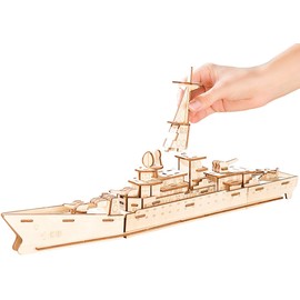 Playtastic 3D Wooden Construction Kit: 3D Wooden Destroyer Kit, 83 Pieces (Wooden Models to Assemble, Wooden Model Building Kits, Birthday Gift)