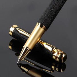 BOCIYER Rollerball Pen with Liquid Ink, Best Ballpoint Pen Gift Set for Men and Women, Black Ink Fancy Pen Refillable for Pretty Pens, Cool Pens, Cute Pens (Black)