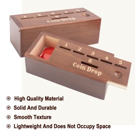 WodGod Coin Drop Game for 2-6 Players,Penny Game Contains 50 Coins,Wooden Game Box and 1 Dice,a Fun Board Game to Interact with Family and Friends