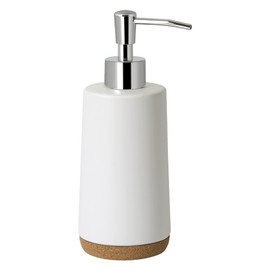 Allure Home Creation Beringer 4-Piece Bathroom Countertop Accessory Set - White Ceramic with Natural-Colored Cork Accents