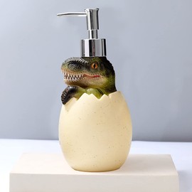Cute Dinosaur Baby Egg Pump Lotion Dispenser Liquid Soap, Hand Soap, Shampoo, Shower Gel Refill Dispenser for Adults Kids Bathroom, Bath Accessory, Kitchen Countertop (A)