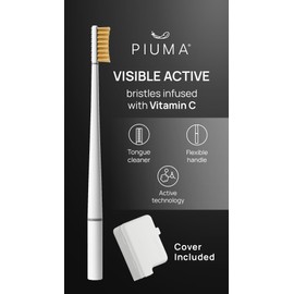 Piuma Care Zahnbürste – weiche Borsten – Vitamine infundierte Borsten – Zahnpflege – Vorbeugung von Flecken – Zungenreiniger weich – Tiefenreinigung
