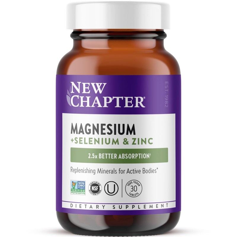 New Chapter Magnesium-Selenium-Zinc Supplement, 325 mg Magnesium in One-Daily Tablet