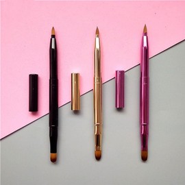 Baluue 3pcs Dual-ended Retractable Lipstick Brush Lip Applicator Concealer Brush Flexible Makeup for Face Eye and Lip Gloss