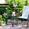 Meluvici Patio Small Side Table Waterproof Round Metal Steel Weather