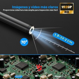 Cámara Endoscopio HD 1920P con Cable Semirrígido de 5 Metros y Luz LED