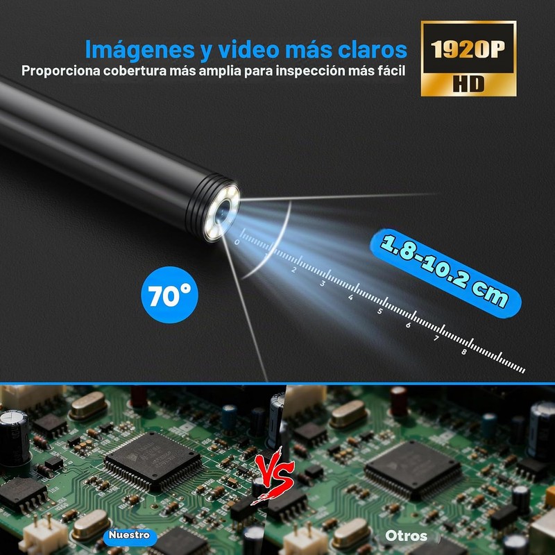 Cámara Endoscopio HD 1920P con Cable Semirrígido de 5 Metros
