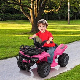 Kids ATV 4 Wheeler, 6V Ride on Toy Car for Toddlers Boys & Girls w/1.8 Mph Max Speed, Wear-Resistant Wheels, Music, Kids Cars to Drive Battery Powered Four Wheeler for Toddler, Pink