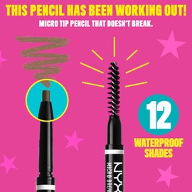 NYX Professional Makeup Micro Brow Pencil Double Pack Double Sided with Retractable Eyebrow Pencil and Brush, Vegan Formula, Shade: Black.