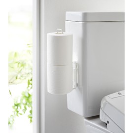 Yamazaki Home Tower Self Adhesive Toilet Paper Holder Organizer, Wall Or Toilet Mountable Bathroom Storage - Steel