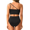 Two Piece High Waisted Swimsuits for Women - One Shoulder