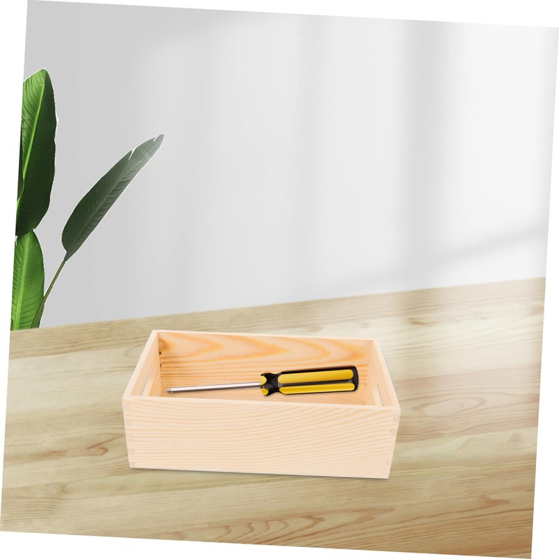 TEHAUX Box Solid Wood Storage Box with Handles Small Tool