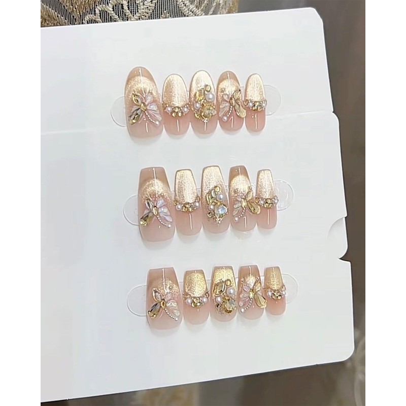 Sheepyo Nail Tips, Long, Pink, Handmade, Press-On, Longer, Cute, False