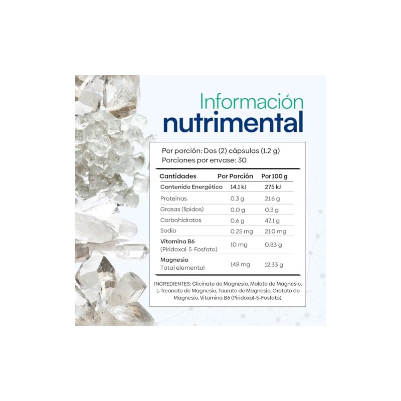 Magnesio Ultra Nutrientes VidaLabs 60 Capsulas, 5 Tipos de Magnesio