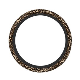 Leopard Cheetah Print African Animal Hunting Car Steering Wheel Cover,Non-Slip Elastic Neoprene-Sweat Car Accessories,Universal 15 Inch Fit Auto, Vans Trucks,Suvs, Truck