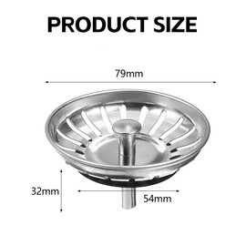 DEFIYEAR 2PCS Kitchen Sink Strainer, Kitchen Sink Plug, Sink Strainer, Stainless Steel Sink Plug Strainer, Kitchen Sink Plug Replacement Drain Stoppper for Food/Hair Catcher 78mm