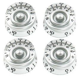 Musiclily Pro Fine 24-Spline Guitar Knobs Tone Volume Speed Barrel Control Knobs for USA LP SG Style Electric Guitar, Silver (Set of 4)