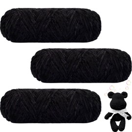 Maxee 300 g (3 x 100 g) Velvet Baby Wool, Velvet Wool Chenille Yarn, Cuddly Soft Chenille Yarn, Fluffy Soft Plush Wool, Crochet Yarn Wool for Knitting and Crocheting, Bright Pink Purple