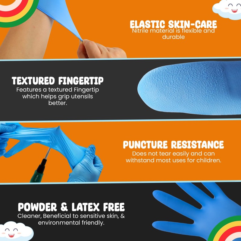 Bundaloo Kids Disposable Gloves for Ages 4-10, Ideal for Crafting,
