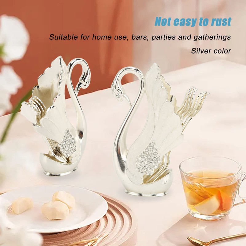 Dessert Spoon Set, Coffee Spoon Stand Kit Fruit Scoop Fork