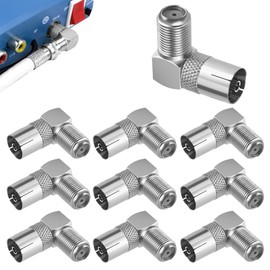 10pcs 90 Degree F Type Female to PAL Male/Female Right Angle RF Coaxial Adapter for Satellite Antenna/TV/Modem, 24K Gold Plated Contacts