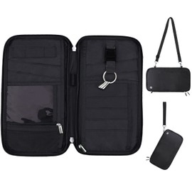 WALNEW Family Passport Holder Wallet, RFID Blocking Travel Document Organiser with Airtag Holder, Holiday Essentials Multiple Passport Covers Bag, Gifts for Women Men (Black)