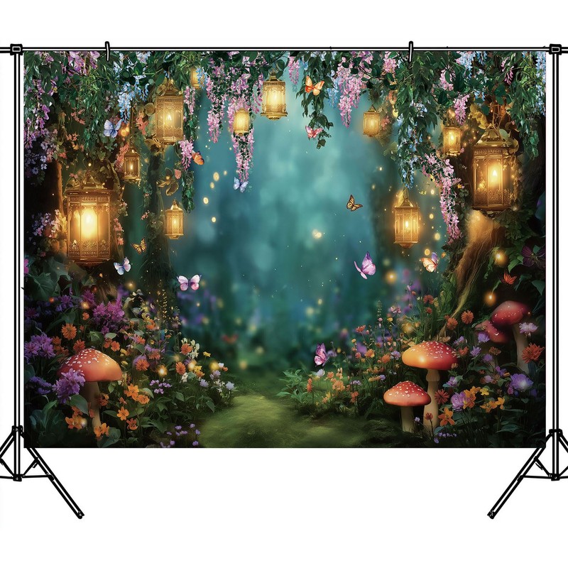 Raoycla Enchanted Forest Backdrop, Fairy Woodland Forest Mushroom Party Decorations