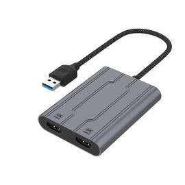 USB C to HDMI Adapter Dual 4K 60HZ, USB 3.0 to Dual Monitor Adapter DL6950 Chip (Gray, Single)