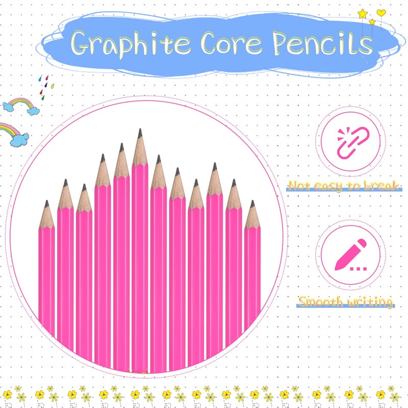 Zonon 24 Pcs Rose Red Golf Pencils with Erasers Mini