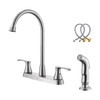KirlystonE Kitchen Faucet with Side Sprayer, Brushed Nickel 2-Handle Faucet