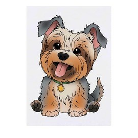 'Happy Yorkshire Terrier' Temporary Tattoo - Water Resistant, Skin-Safe, Non-Toxic Transfer (TO00084577)