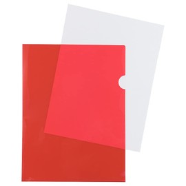 JAM PAPER Plastic File Jackets - Letter Size - 228.6 x 292.1 mm (9" x 11 1/2") - Red Project Pockets - 12 Page Protectors/Pack