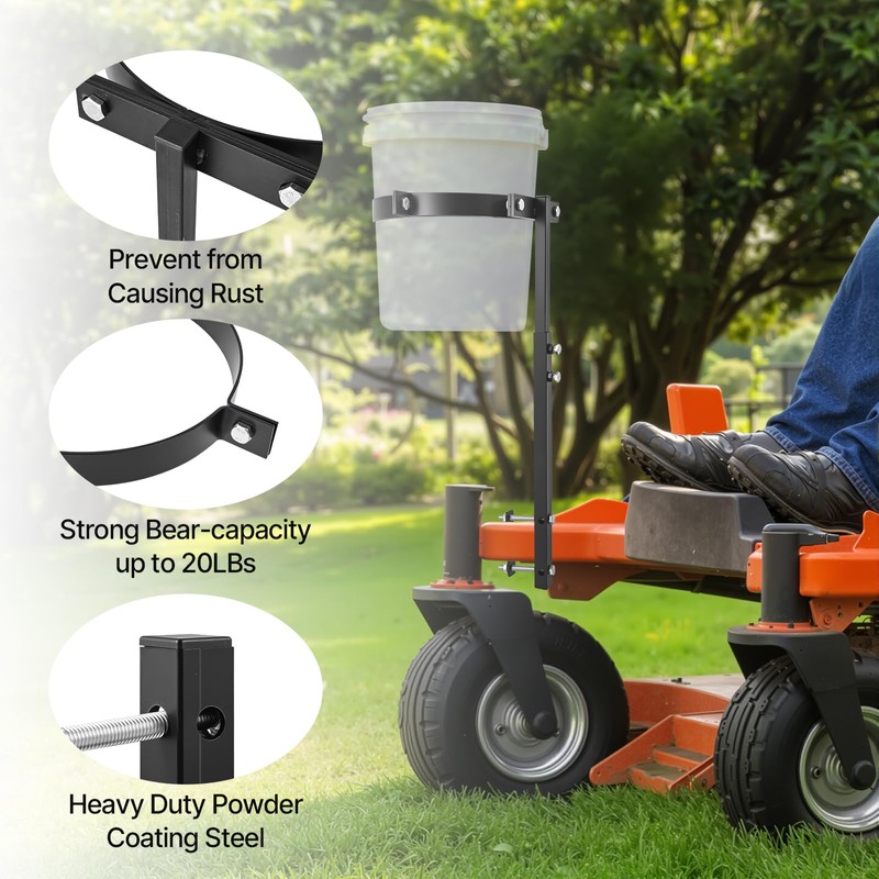 Feimire 5 Gallon Trash Bucket Holder, Adjustable Height: 19.3–28.3'', Clamp-On