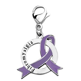 CENWA Fibromyalgia Purple Ribbon Charm Zipper Pull Fibromyalgia Awareness Gift Fibromyalgia Jewelry (Fibromyalgia ZP)