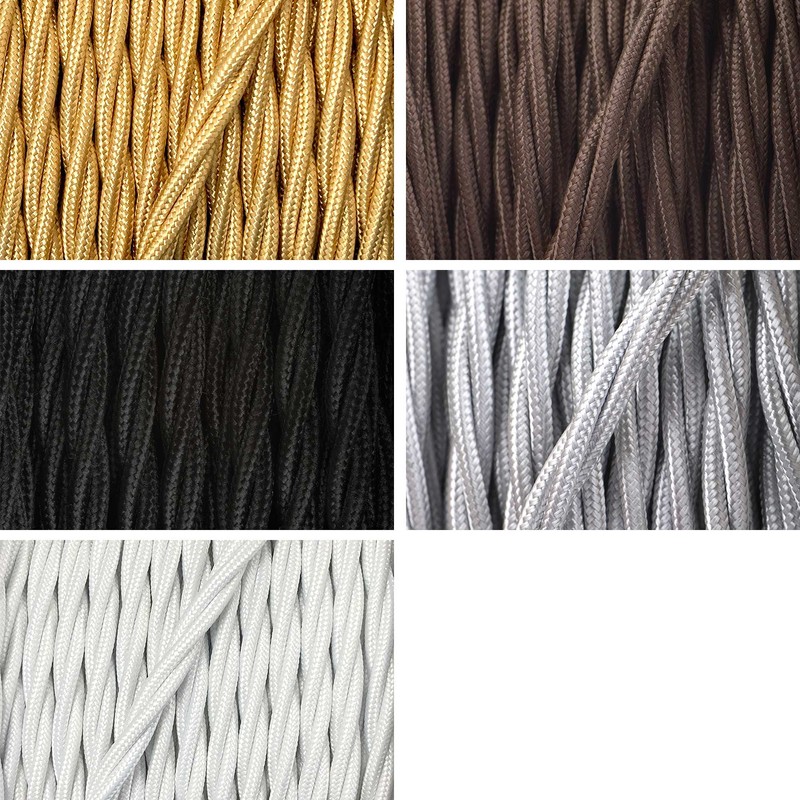 ElekTek Twisted Braided Textile Cable, Textile Sheathed Power Cable, Matching