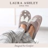 Laura Ashley Ladies Dot Embroidered Soft Terry Plush Scuff Slippers