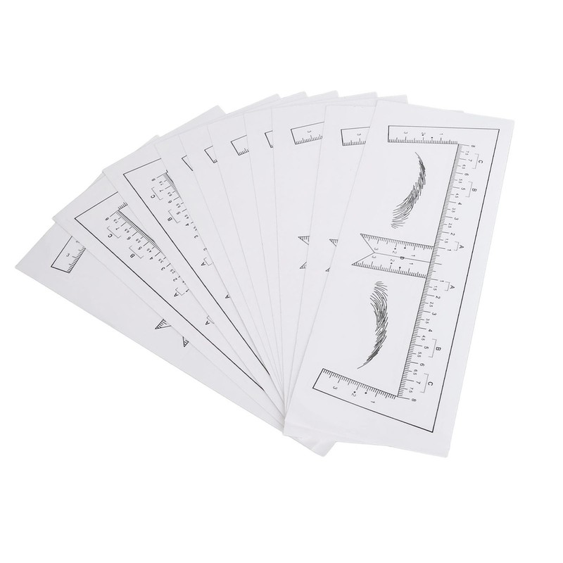 100PCS Eyebrow Ruler Stencils Clear Scale Transparent Adhesive Eyebrow Designer