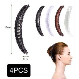 Set of 4 Banana Hair Clips - Decorative Hair Accessories Clips for Long Hair with Extra Hold Brown & Black & White & Transparent