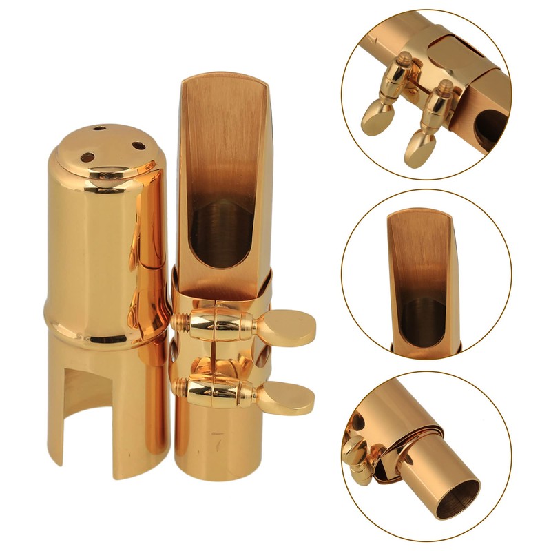 Yibuy Golden Brass #7 B Flat Tenor Saxophone Mouthpiece Kit