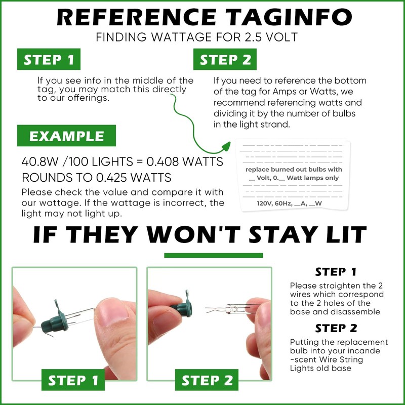 Mudder 300 Pcs Mini Christmas 2.5 Volt Replacement Light Bulbs