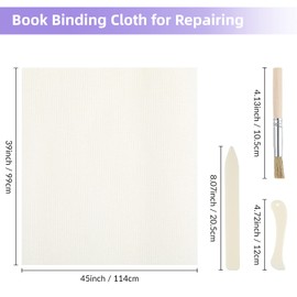 Spakon Book Binding Kit, Includes 39 x 45 Inch Book Binding Cloth, 2 Bone Folder Tools, 1 Glue Brush, Adult, Unisex, Modern Style, Foldable