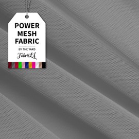 Power Mesh Fabric | 4-Way Stretch Nylon Mesh Fabric | Lightweight Sheer Nylon Spandex Stretch Mesh Netting | 3 Yards Mesh | 60" inch Wide | Grey