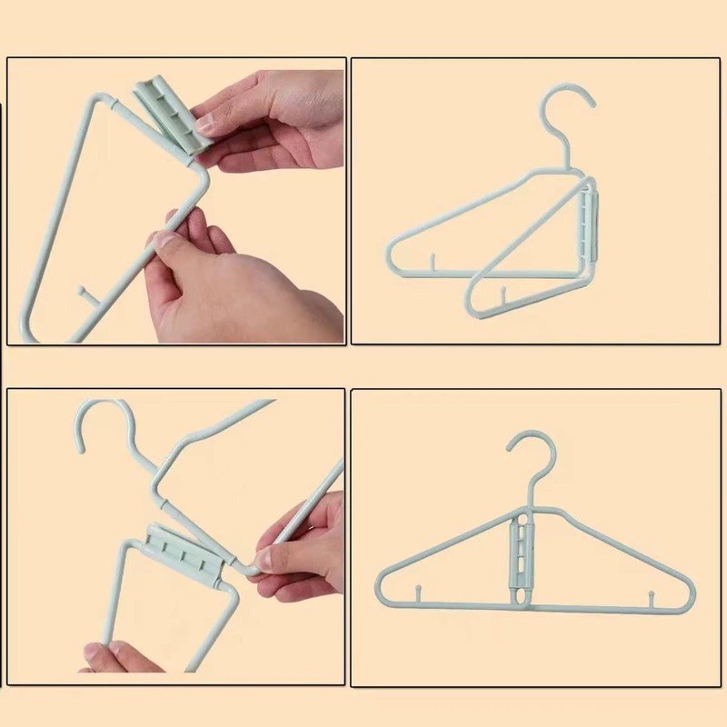 WRYLCYH 8 Pcs Foldable Hangers, Plastic Collapsible Hangers, Portable Folding