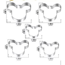 Unbranded Stainless Steel - Set of 5 Mickey Mouse Shaped Cookie Cutters ~ Brand New!