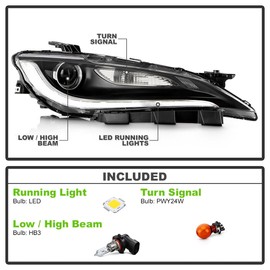 KEEKPO - For 2015-2017 Chrysler 200 Chrome Trim LED DRL Halogen Projector Headlight Headlamp Replacement Passenger Side